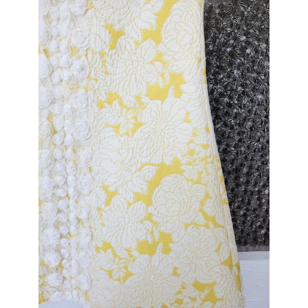 Bonnie Jean Girl’s Size 7 Yellow Brocade Floral Dress •Lace Roses •Spring Easter